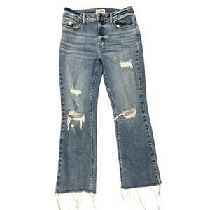 Studio Blue Frenzy Light Wash Straight Leg Raw Hem Distressed Jeans 27